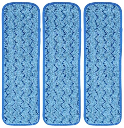 PENIKOKO Lot de 3 Housses de Balai Microfibre Bleu Réutilisables et Lavables Fixation Adhésive Sécurisée pour Vadrouille de Nettoyage Sol