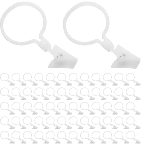 OSOLADY Anillos para Cortinas Ganchos y Pinzas de Resina Paquete de 100 Piezas para Colgar Cortinas Ropa de Ñiño y Sombreros en Interiores