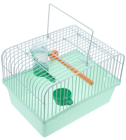 PRETYZOOM Jaula Portátil para Pájaros Pequeña de Metal con Bebedero, Caja de Comida y Percha, Transporte Seguro para Loros, Agapornis y Aves Pequeñas, Adecuado para Viajes y Color