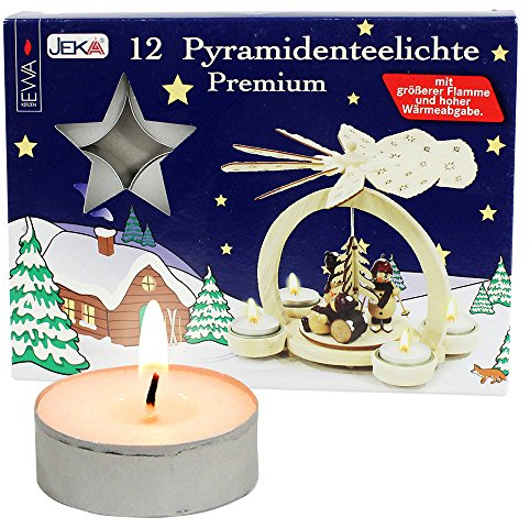 12er Set Pyramiden-Teelichte mit Blechtülle speziell für Teelichtpyramiden entwickelt + Dose