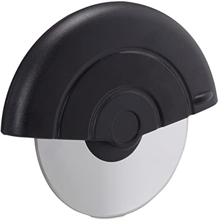 Relaxdays Tipo Cortapizzas Rueda Acero Inoxidable, Cortador Pizza, Cuchilla Masas, Apto Lavavajillas, 11,5x13,5x2.8cm, Negro, 11.5 x 13.5 x 2.8 cm