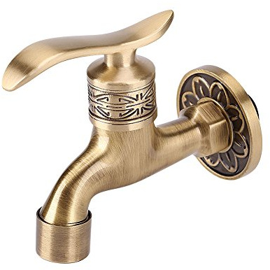 HEEPDD Waschbecken Wasserhahn, Massiv Messing, Antik Stil, Wandhalterung, Kaltwasser, für Badezimmer