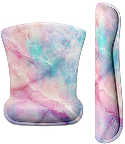 ITNRSIIET Tapis de souris repose-poignet pour clavier,Tapis de souris ergonomique antidérapant en mousse à mémoire de forme,Facile à taper,Soulage la douleur,Parfait pour PC, bureau, marbre coloré
