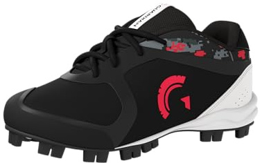 Guardian Baseball Cleats Youth Boys and Girls Low Top Youth Baseball Cleats Girls Softball Cleats, Schwarz/Rot, 6 Big Kid