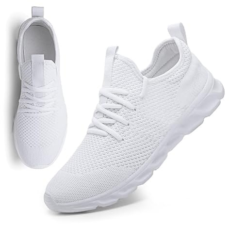 MGNLRTI Herren Sneaker Walkingschuhe Atmungsaktiv Straßenlaufschuhe Leicht Freizeit Sportschuhe für Hallen Outdoor Jogging Workout Fitness Tennisschuhe Mode (A Weiß, Numeric_47)