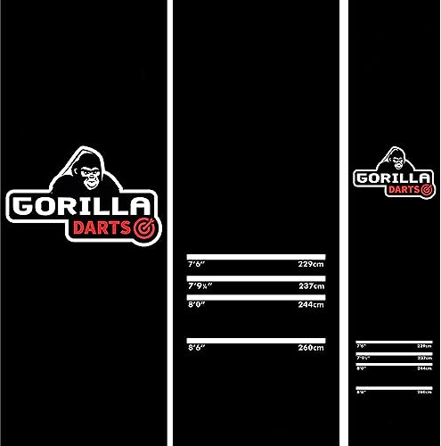 GORILLA DARTS Professional Heavy Duty Rubber Dart Mat With 4 Throwing Distances 300cm x 60cm