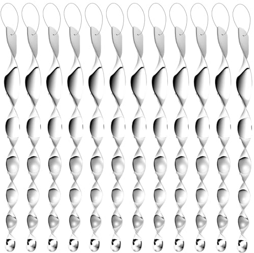 12 Pack Silver Spiral Bird Repellent Reflectors Scare Rods, Hanging Plastic Rod Reflective Birds Deterrent Device, Glossy Finish Wind Spinner Scare Animals Away Outside Patio Lawn Garden Decorations