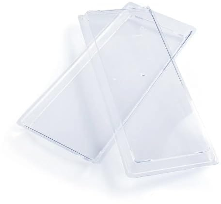 Fonteme Lot de 2 plateaux de service en plastique | Plateau de service rectangulaire transparent 100 % sans BPA | Solution de rangement et d'exposition polyvalente pour banquets, fêtes et usage