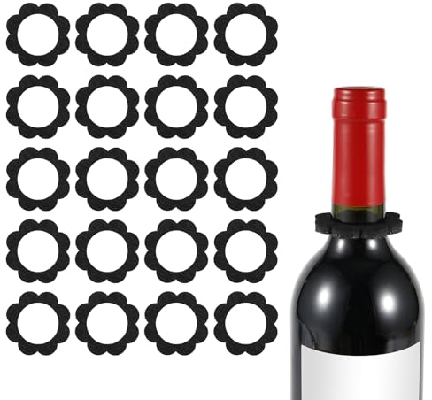 20pcs Felt Wine Drip Ring, Wine Drip Collar/Holder Disposable Flower Shaped No Spill Wine Bottle Drip Stopper Wine Drip Stop Ring Guard Leak Stopper Accessories Gadgets for Bar Kitchen Party