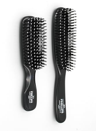 Phillips Brush Light Touch 8 - Cepillo de pelo negro y Phillips Brush Light Touch, 8 unidades, tamaño de bolso, color negro, paquete combinado de 2 cepillos para el cabello Phillips Brush