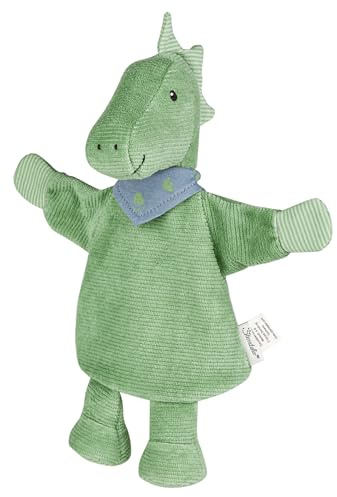Sterntaler Kinder Handpuppe Dino Rexi - weiches Spielzeug zum Puppentheater, Erzählen, Kuscheln & Sprachförderung – Perfekter Spielkamerad & Geschenkidee - für Jungen & Mädchen, steingrün