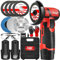 DELPHI Mini smerigliatrice angolare a batteria, 75 mm, 12 V, 2 batterie, senza spazzole, mini levigatrice a batteria con 7 dischi da taglio con valigetta