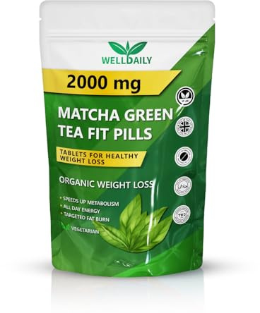Matcha Green Tea 2000MG Organic Capsules – Natural Energy & Metabolism Booster | Fat Burner & Appetite Suppressant Support | 120 Vegan Tablets