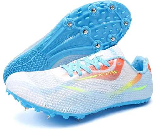 PENXZT Zapatillas de Atletismo con Clavos para Hombre, 7 Clavos, para Correr, Saltar, Entrenamiento, para niños y niñas,A,36 EU