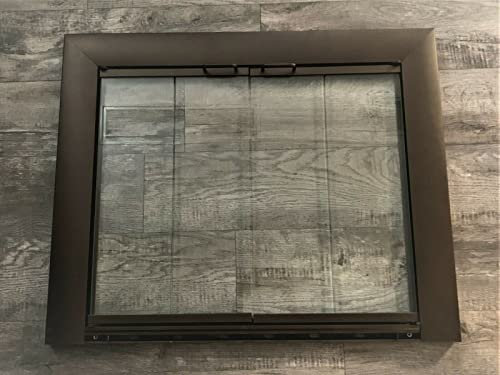 Fireplace Screen Guard, Kaminschutzgitter Design Specialties Bungalow-Kamintür aus Glas, gealtertes Kupfereisen, 91,4 x 73,1 cm Kaminschutzgitter, Flache Kaminschutzgitter, dekorativ
