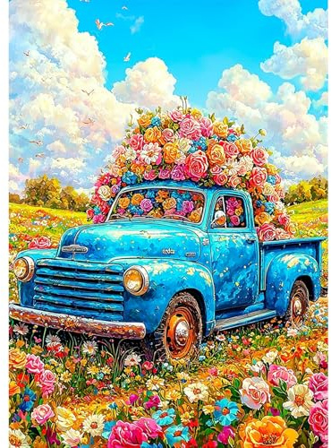 DOMROM Blumen Diamond Painting, Landschaft Diamond Painting Erwachsene Kinder Diamond Painting Set, Diamant Malerei Kit Diamond Art Erwachsene für Home Wand Dekor 30x40cm