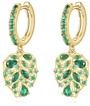 Palm Leaf Earrings 925 Sterling Silver Monstera Leaf Hoop Earrings Mother's Day Jewellery for Women Mum