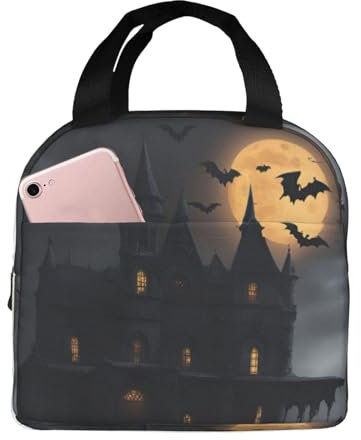 SXOOGE Lonchera gótica de Halloween para mujeres y hombres, lonchera aislada para el trabajo, picnic, viajes, reutilizable, duradera