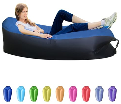 Xlabor Aufblasbares Sofa Wasserdicht Luft Sofa Wasserdicht Air Lounger mit Portable Paket Air Bett tragbares Lazy Lounger für Camping, Beach, Park, Strand dunkelblau