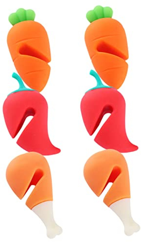ULTECHNOVO Silicone Lid Spill-Proof Lifters 6pcs Set Carrot, Chili Drumstick Design Pot Boil Stoppers Pan Protectors for Kitchen Use