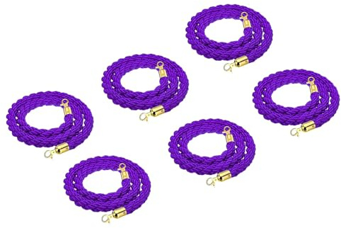 LQSYBHD 6 PCS Corda Barriera with Hook,Corda di Controllo della Folla,Stanchion Rope con Ganci,Corda Stanchion,Corda per Corrimano,per Pali(Size:5ft)