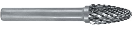 RUKO Tungsten Carbide Rotary Burr with Cross Teething, F Ball Nose Tree (RBF) Shape, Bright Finish, 8.0 mm Diameter, 60 mm Length, R116031