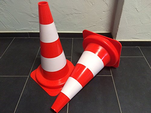 Unbekannt 2 STÜCK LEITKEGEL ROT/Weiss Kegel WARNKEGEL HÖHE 50CM / Boden: ca. 28,5 X 28,5 cm/ca. 1,3 KG PYLONE WARNPYLONE HÜTCHEN ABSPERRUNG