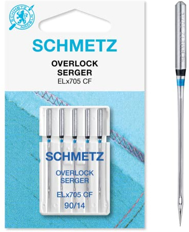 Schmetz Overlock/Serger ELx705 CF (kromfinish) symaskinsnålar, storlek 90/14