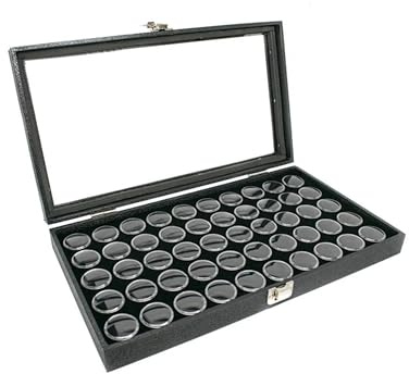 Novel Box Schmuckvitrine mit Glasoberseite, Kunstleder, Schwarz, 50 Stück