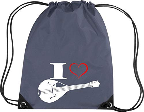 Shirtstown Premium Gymsac Musique I Love Mandoline, graphite