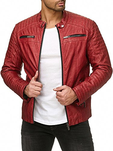 Redbridge Herrjacka, övergångsjacka, bikerjacka, fritidsjacka, quiltad, Röd – konstläder, L