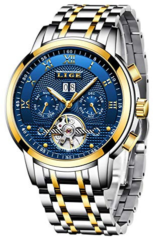 LIGE Herren-Armbanduhr, modisch, automatisch, mechanisch, wasserdicht, Business-Armbanduhr für Herren