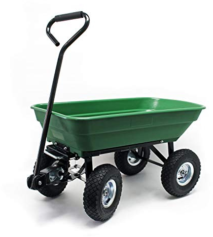 Wiltec Gartenwagen mit Kippfunktion bis 350 kg, Handwagen mit 125 l Volumen, Bollerwagen für Gartenarbeit, Handkarren für u. a. Rasen, Kies, Schlamm