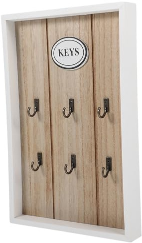 Schlüsselhaken Holz, Schlüsselbrett mit 6 Haken Vintage Schlüsselbrett Schlüsselschrank Wandorganizer Aufhängen Schlüssel Wandhaken für Zuhause Lagerung, 20x30cm