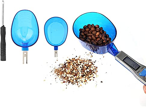 cucchiaio bilancia digitale, 500 g/0,1 g Display LCD Cucina digitale Bilancia per cucchiai cucina Tazze per misurare il caffè, con 3 misurini rimovibili, Unità Gram OZ Gn Ct
