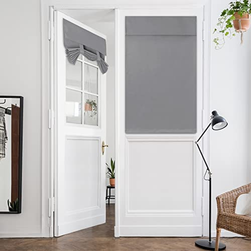 HOMEIDEAS Verdunkelungstürvorhänge, Französische Türvorhänge, Türvorhang Blickdicht Privatsphäre und Thermische Vorhänge mit Klettverschluss für Glastüren, 66 * 102CM(26 * 40Inch), Hellgrau