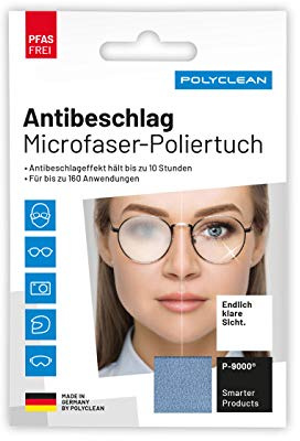 POLYCLEAN 1 x anti-dimma duk – PFAS-fri antifog-duk med nytt recept – Made in Germany (1 st, ca 18 x 12 cm)