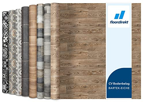 Floordirekt PVC Bodenbelag Meterware nach Maß Vinylboden, CV Linoleum für Küche & Balkon in Holzoptik, Fliesenoptik, Steinoptik - robust & pflegeleicht 100 x 500 cm | Bartek-Eiche | Raymond 4