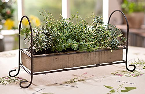 Dekoleidenschaft Dekoschale Ranken aus recyceltem Holz & Metall, Upcycling Pflanzschale, Retro Kerzenboard, Pflanzgefäß für Balkon, die Fensterbank oder als Tischdeko