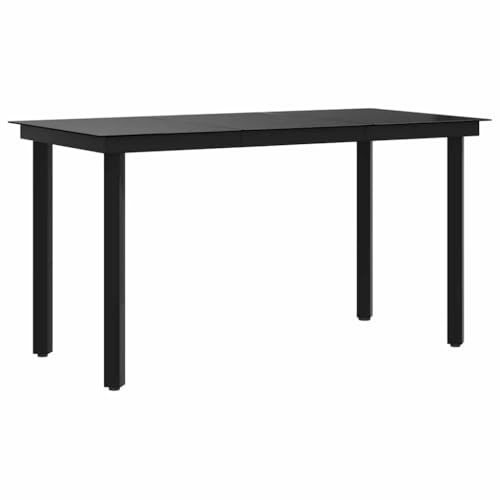 vidaXL Garten Esstisch Gartentisch Terrassentisch Balkontisch Gartenmöbel Outdoor Tisch Glastisch Außentisch Schwarz 140x70x74cm Stahl Glas