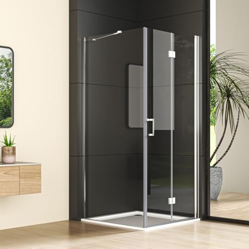 Duschkabine Eckeinstieg 100 x 90 cm Falttür mit Seitenwand, 90x100 Duschabtrennung Duschtür Falttüren aus 6mm ESG Glas mit Nano beschichtung, Eckdusche Eck-Duschkabine Höhe 195cm
