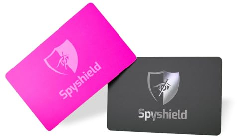 Spyshield RFID Blocker Karte NFC Schutzkarte mit Störsender | Bank-, EC-, Kreditkarte, Reisepass schützen | RFID-Schutz für Cliphalter, Geldbörse (Pink + Schwarz)