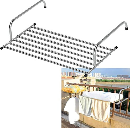 whalebee Wäscheständer Ausziehbar 50 Bis 158 cm Edelstahl Trockenregal Wandtrockner Heizkörper Klappbar Platzsparend Wäscheständer Für Drinnen Draußen, Multifunktional Blumenständer, Regale