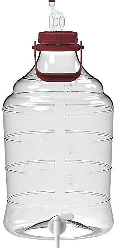lilawelt24 25 L Gärballon+ Hahn Weinballon Gärbehälter Flasche Weithalsballon Gummistopfen