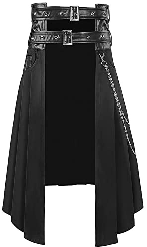 Gothic Herren Steampunk Mittelalter Rock Viktorianisch Renaissance Halloween Karneval Kostüm Vintage Röcke Gotischer Punk Stil Piratenrock Faltenrock für Cosplay Männer