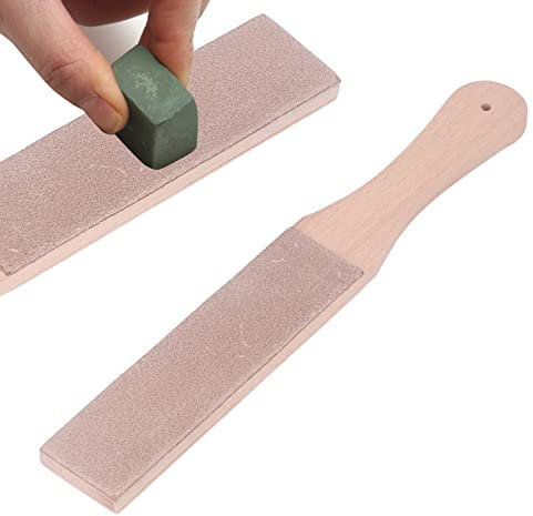 Leather Strop Knife Sharpener Double Sided Carving Knife for Swivel Knife Fine Tuning Knife Edge Vegetable Tanned Sharpening Board Featuring Beech Wood Swivel Top Leather Strips