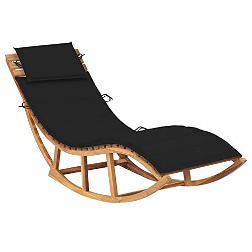 ARKEM Schaukelliege mit Auflage Massivholz Teak Camping Rocking Chair Recliner Chairs for Living Room