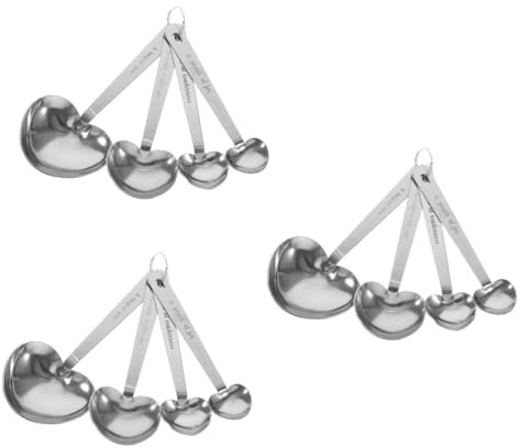 DECHOUS 12pcs Heart-Shaped Stainless Steel Measuring Spoons Teaspoon Tablespoon for Cooking Baking Drinks Measure