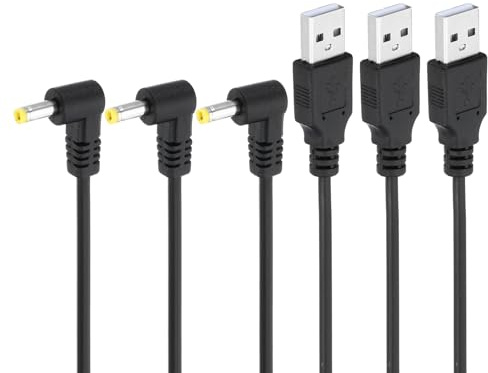 PATIKIL 3ft USB 2.0 A-Typ Stecker auf DC 4.0x1.7mm 90 Grad Winkel Barrel Jack Stromkabel, 3 Stück Drahtadapter Steckverbinder Ladekabel für Ventilatoren Lautsprecher Lampen Schwarz