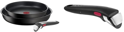 Tefal Ingenio Unlimited ON 3 piece Non-Stick Induction Pan Set, 24 & 28 cm Frying Pans & Ingenio Black Handle, Stackable, Removable, 100 Percent Safe, 10 Year Guarantee, L9863342